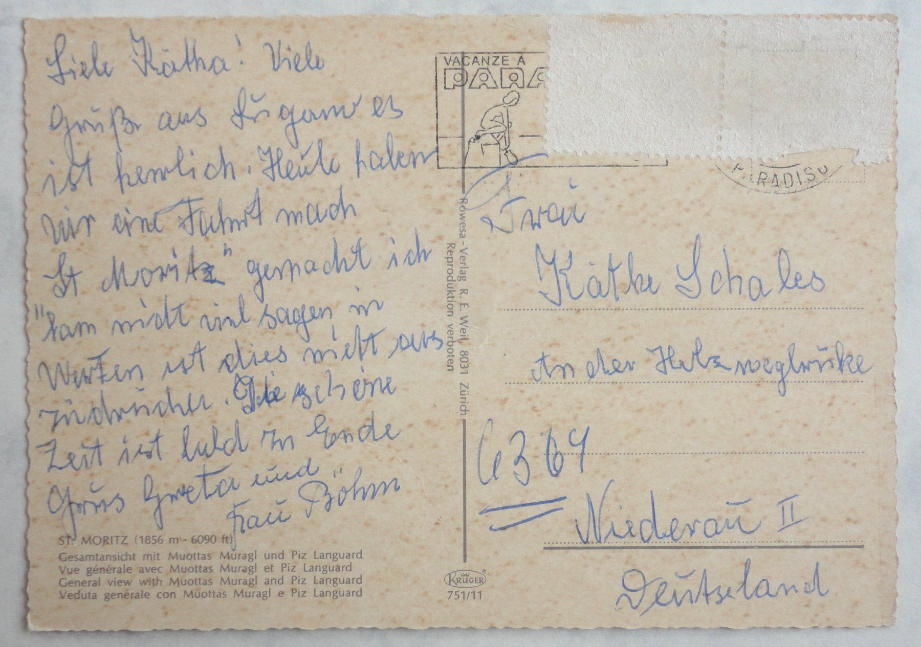 Cartes postales: St. Moritz – Défectueux à Fétigny par Billy2miny 1