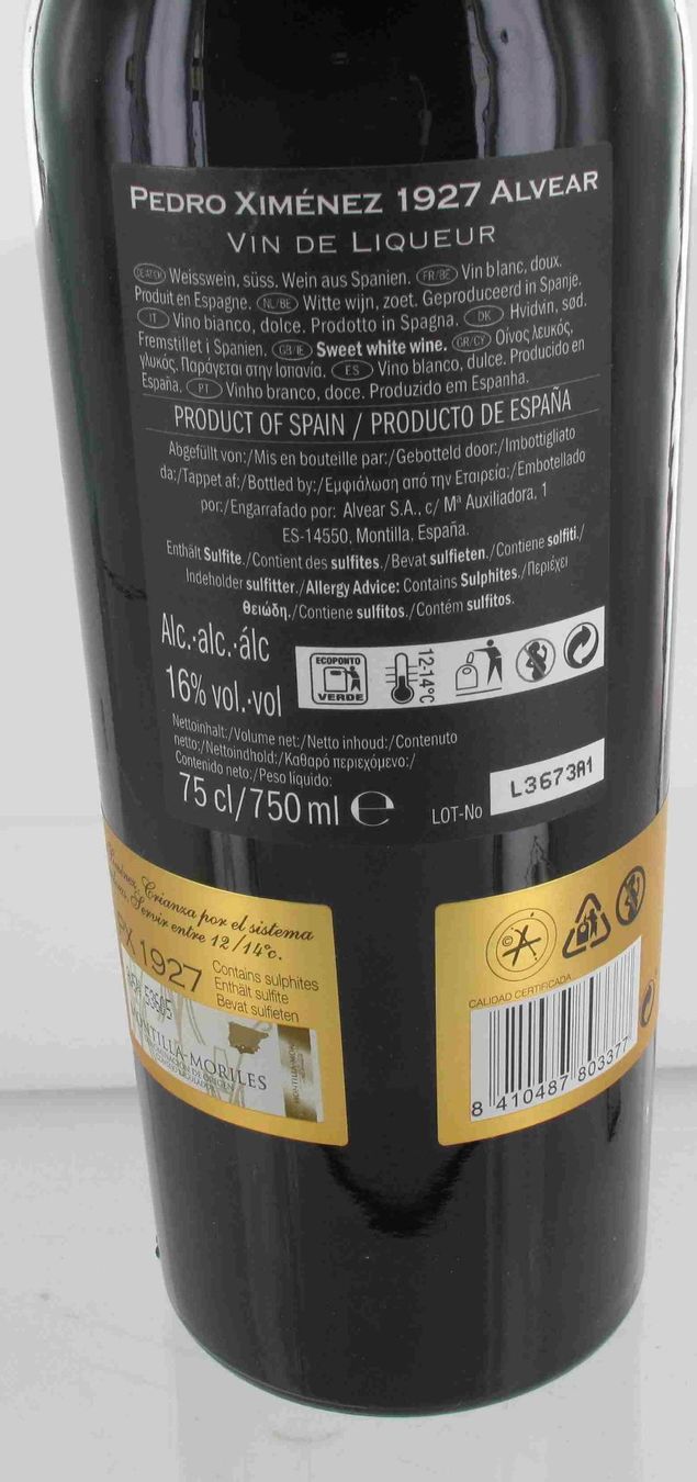 Vino: Vin Doux  Pedro Ximenez Alvear 1927 – Nuovo (secondo la descrizione) da Cully venduto da Forninho 3