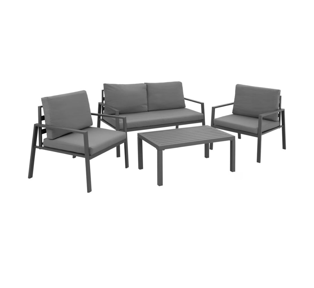Divani: Sommer-Lounge-Set, grau, Sofa, 2 Sessel, Tisch – Usato da Luzern venduto da Milena345