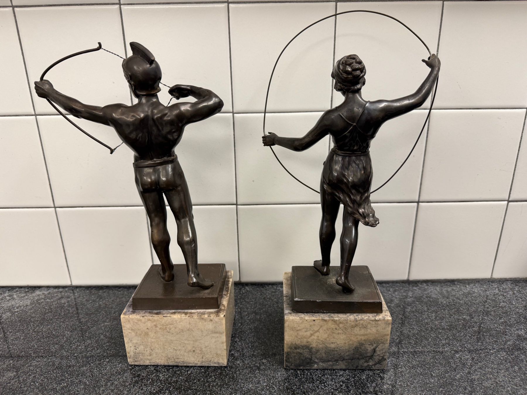 Figuren: Antike Bronze Figuren, Marmorsockel, ca. 1920 – Gebraucht aus Zürich von leo0105 8