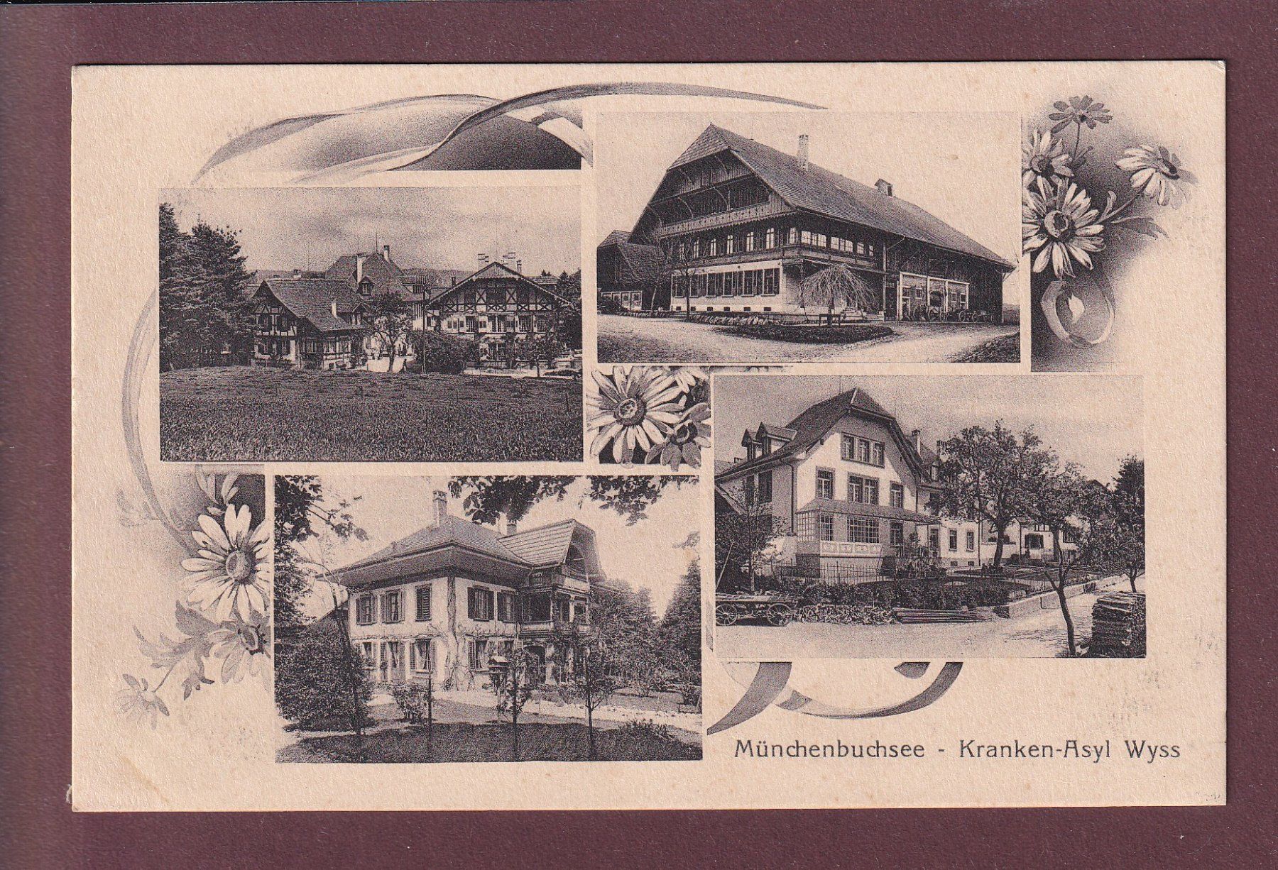 Cartoline postali: MÜNCHENBUCHSEE - Kranken-Asyl Wyss – Usato da Pully venduto da nicecards