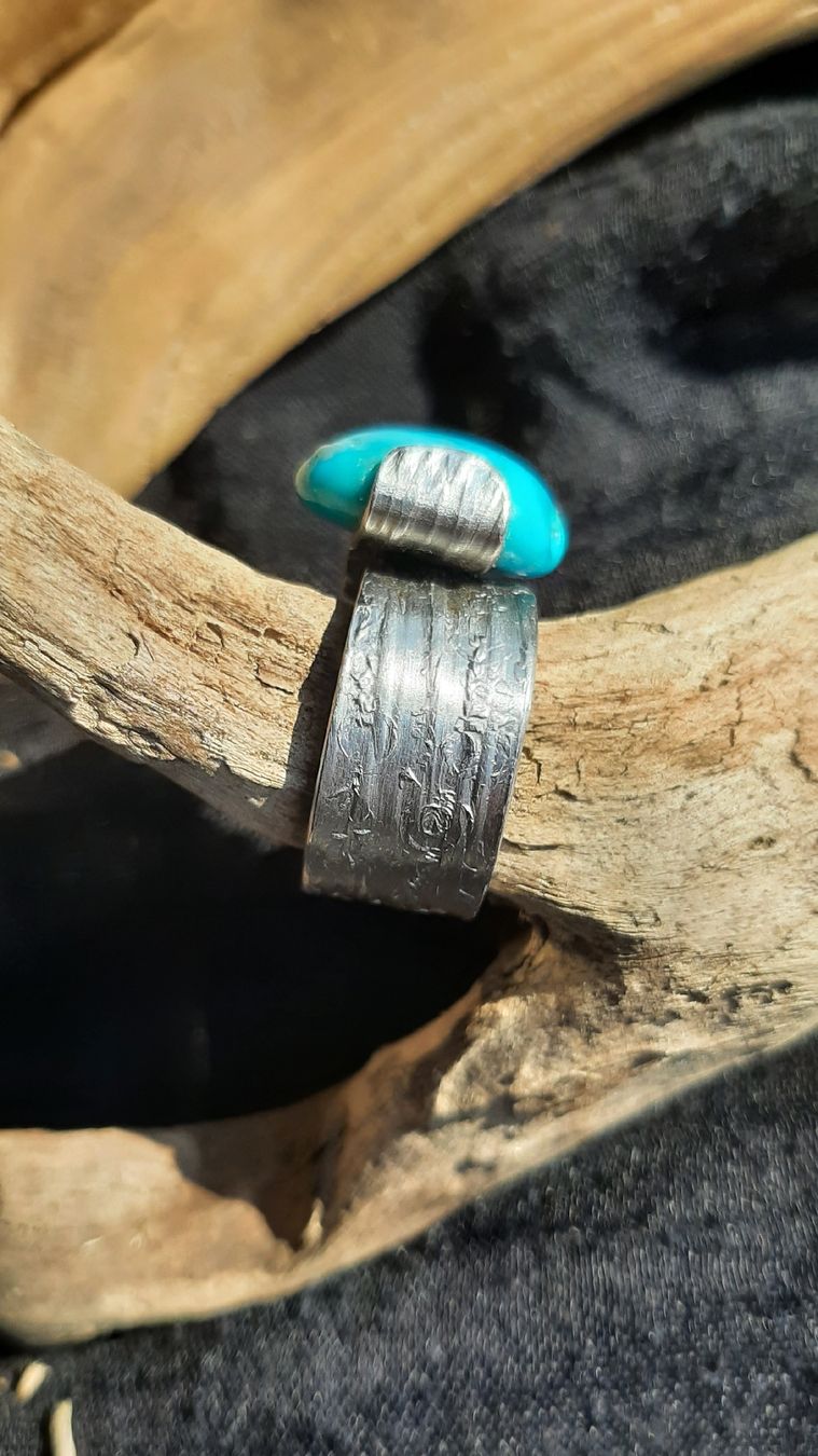 Ringe: Einzelstück: Edelstahlring mit Türkis – Gebraucht aus Brütten von spaduk 1