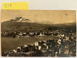 Alte Ansichtskarte Luzern mit dem Pilatus, sehr alt