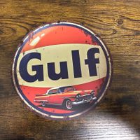 Gulf Öl – Vintage-Blechschild (∅20 cm)