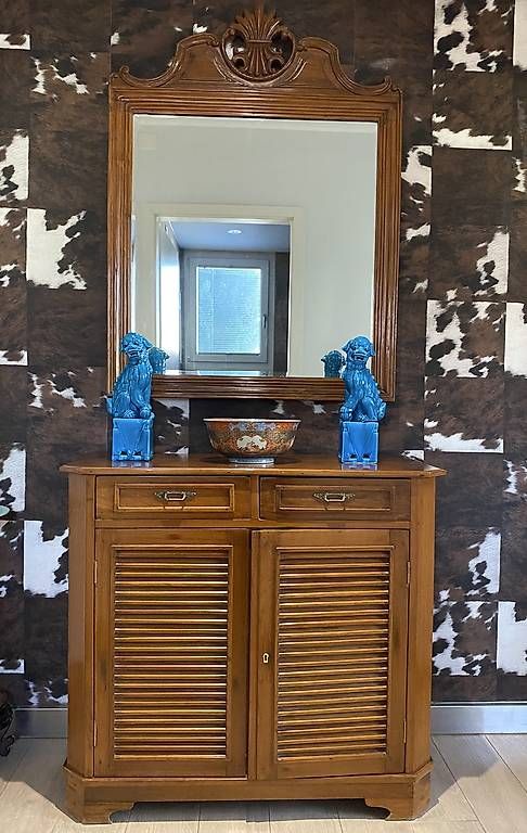 Cassettiere: Teakwood - Commode et miroir en bois teck – Usato da Versoix venduto da mic_z7c9