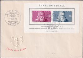 1948: W31 Ersttagsbrief IMABA-Block adresslos. Kat: 120.-++