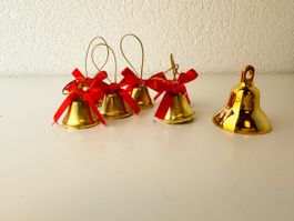 Goldene Weihnachtsglöckchen, 7 Stk, Deko