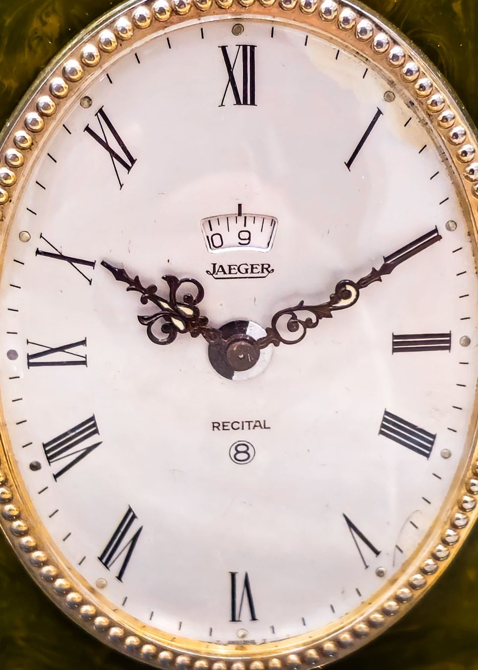 Jaeger-Lecoultre Wecker: Jaeger Le-Coultre Tischwecker mit grünem Jade – Gebraucht aus Lugano von R.Riccardo 2