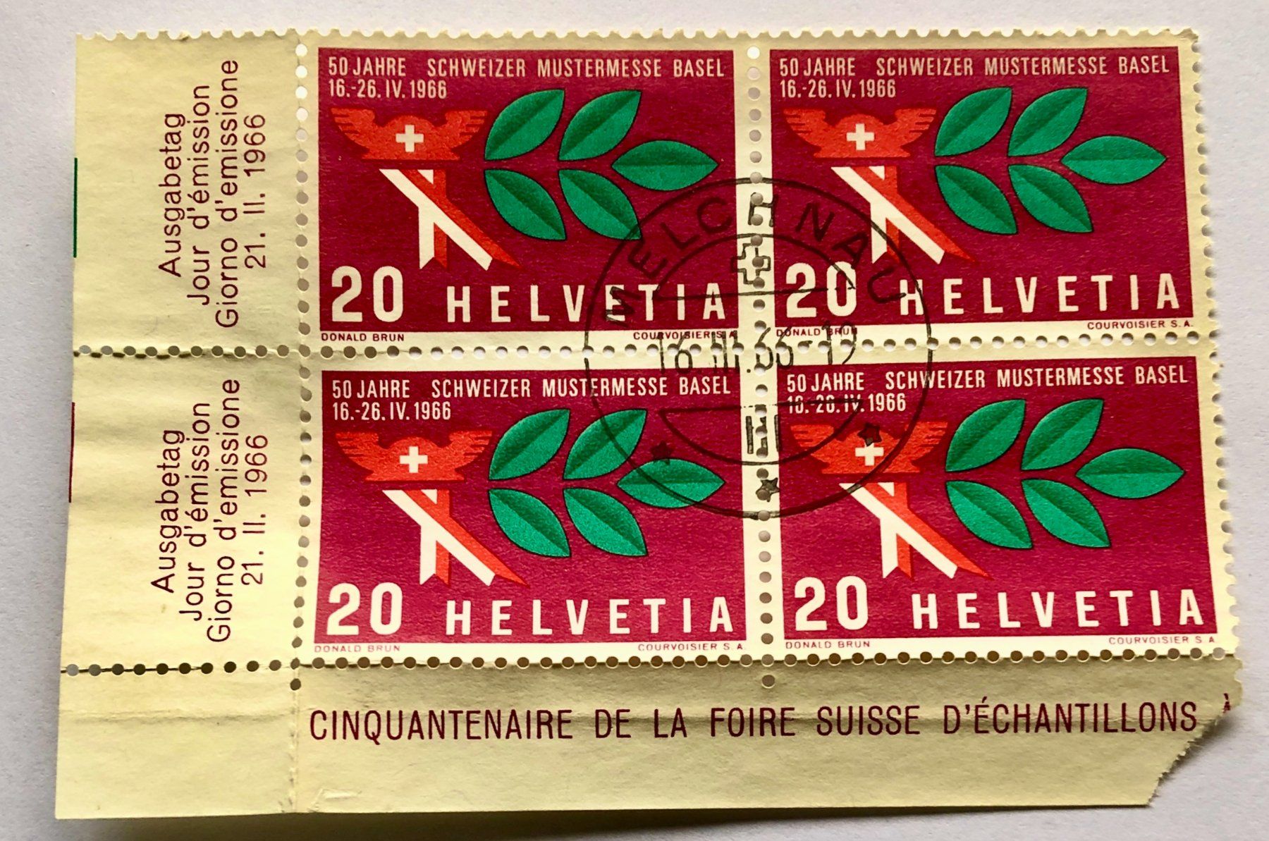 Tous les timbres: 4er Block Nr.440  Stempelt Melchnau 1966    – D'occasion à Aarau par Billa007