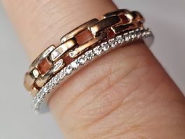 2x Ring 16/50 rosé vergoldet Kristall Steine rhodiniert Mode