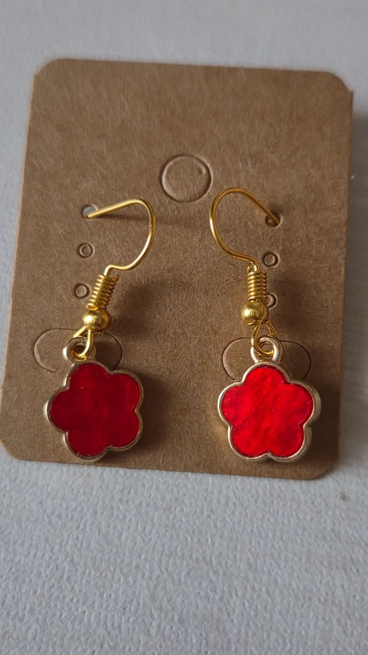 Orecchini pendenti & Orecchini a lobo: Goldfarbene Ohrringe mit Roter Blume Modeschmuck Elegant – Nuovo (secondo la descrizione) da Weggis venduto da Leeclipse 2