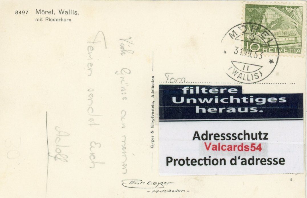 Cartoline postali: Mörel  VS       um 1953 – Usato da Brig venduto da Valcards54 1
