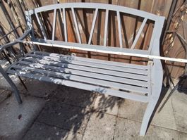 Gartenbank Metall grau 125cm breit, angerostet, zerlegbar