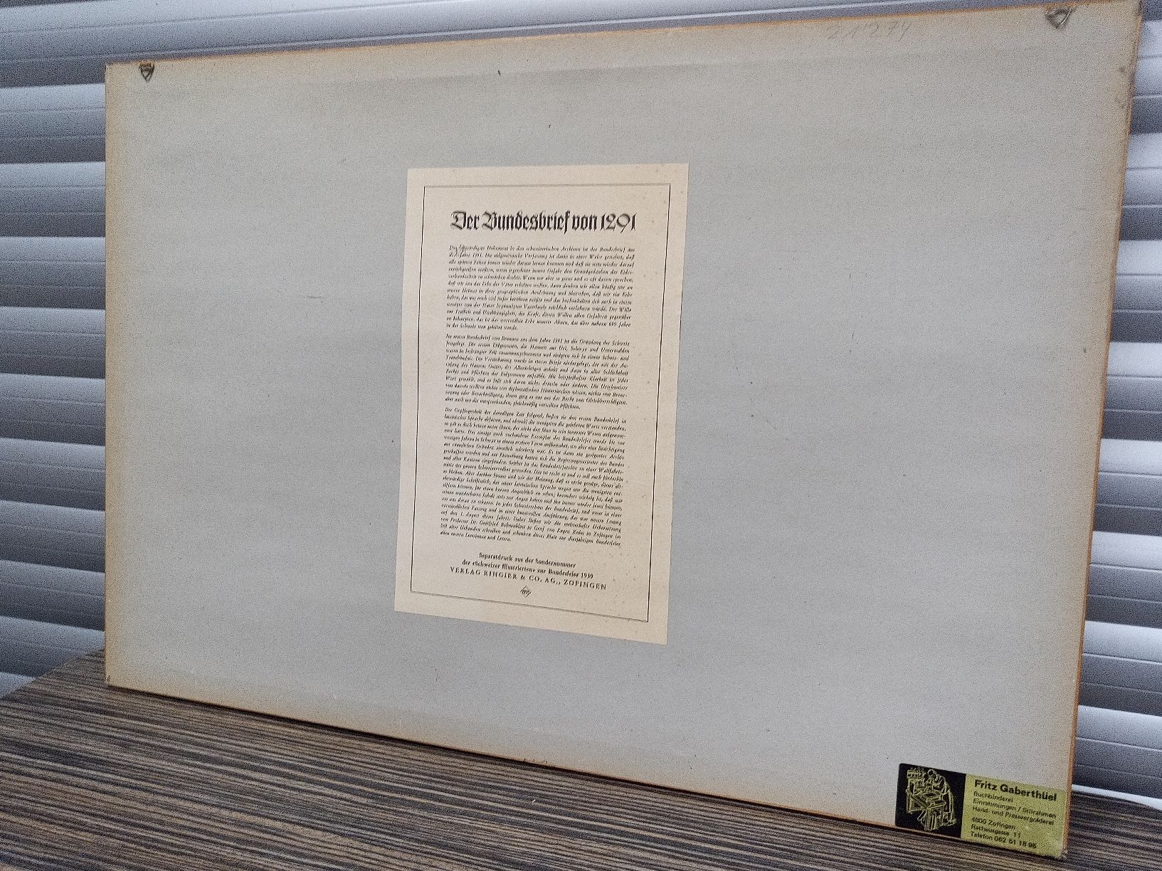 Foto & Immagini: Der älteste Bundesbrief gerahmt – Usato da Reiden venduto da Zofi-Brocki 4