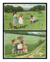 ENFANTS À LA CAMPAGNE - 1920 "Mailick" (Lot de 2x C.P.)