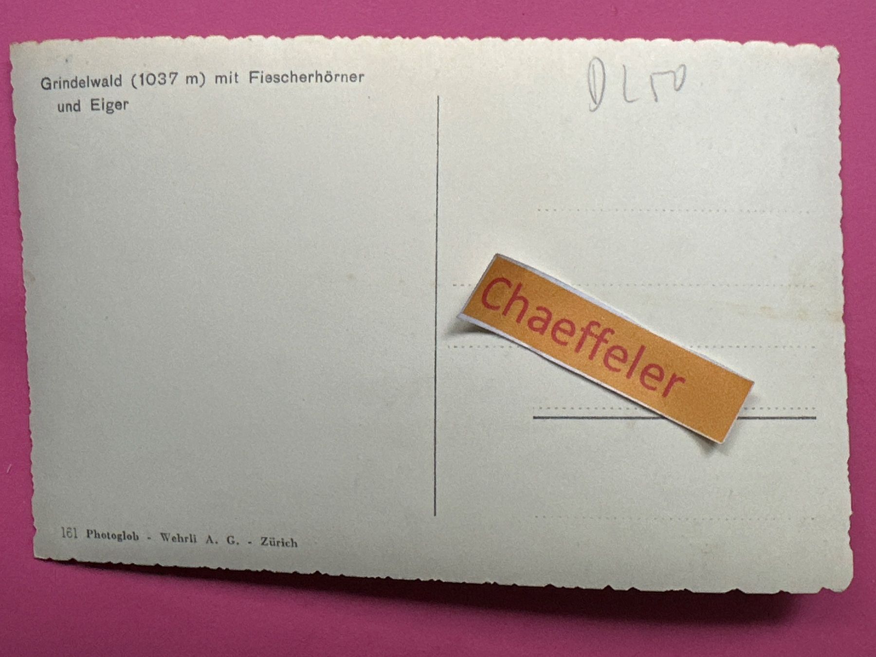 Cartoline postali: Grindelwald mit Fiescherhörner und Eiger – Usato da Zürich venduto da Chaeffeler 1