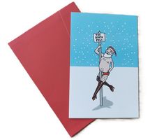Weihnachtskarte THE NORTH POLE - SANTA STRIPPING  (neu, OVP)