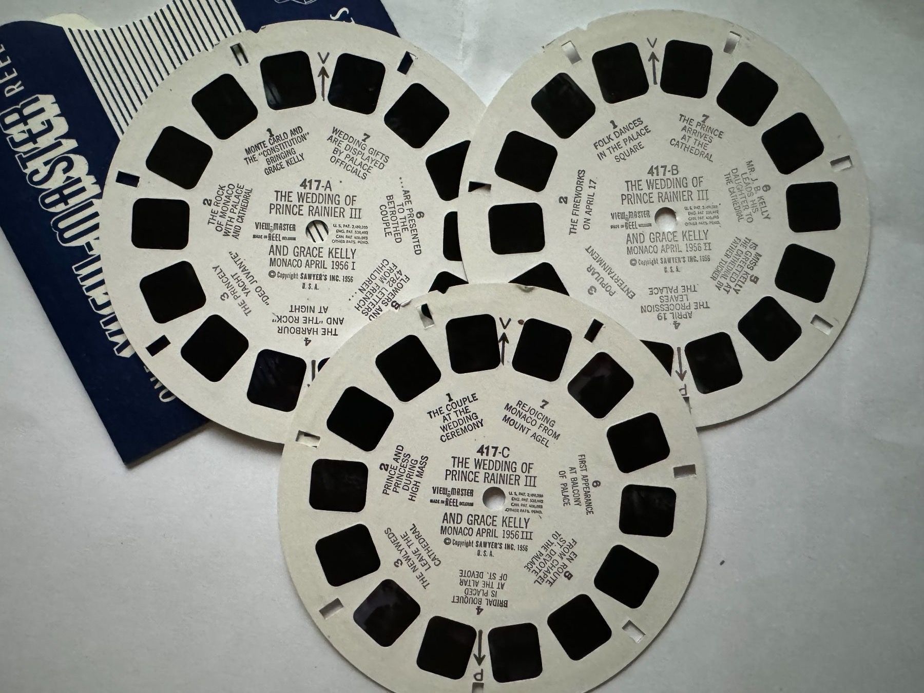 View-master Spielzeuge: View-Master 3D: Nr. 417 ABC WEDDING PR. RAINIER GRACE KELLY – Gebraucht aus Tegerfelden von siebenmacky