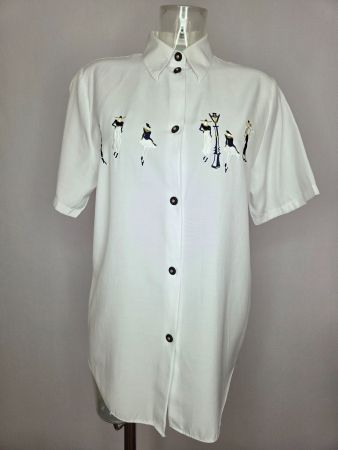 Vintage Bluse mit Stickerei – 90er