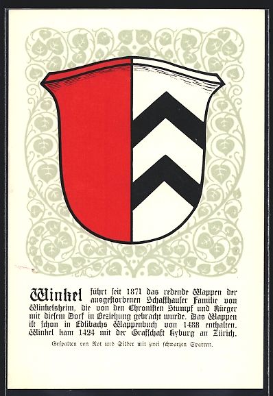 Cartoline postali: Winkel, Wappen der Gemeinde mit Erkläru – Usato da Berlin venduto da bartko-reher