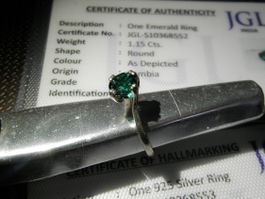 Bague Solitaire Emeraude/certificat JGL