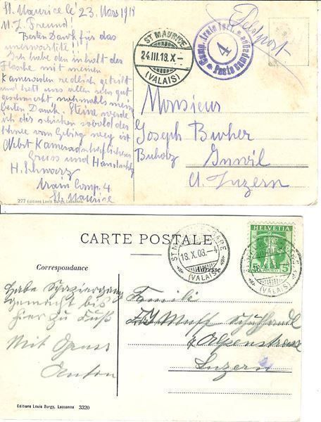 Cartoline postali: St. Maurice VS mit Dent du Midi 2 AK 1908 – Nuovo (secondo la descrizione) da Ennetmoos venduto da Ambuman 1
