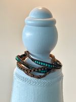Wickelarmband Türkis & Leder neuwertig "Boho-Style"