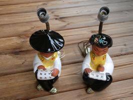 1 paar Lampensockel 2 sitzende Chinesen ohne Lampenschirm