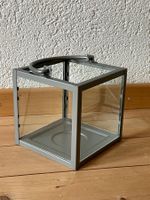 Laterne/Windlicht aus Metall/Glas, grau, neu