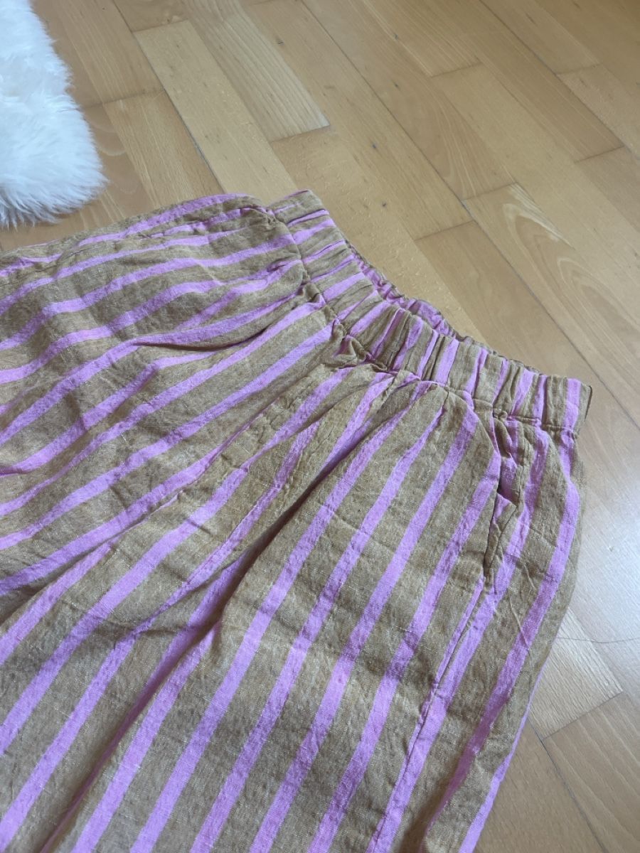 Zara Pantaloni: Leinen Hose gestreift pink/gold Gr S – Nuovo (secondo la descrizione) da Kilchberg ZH venduto da asrael02 1