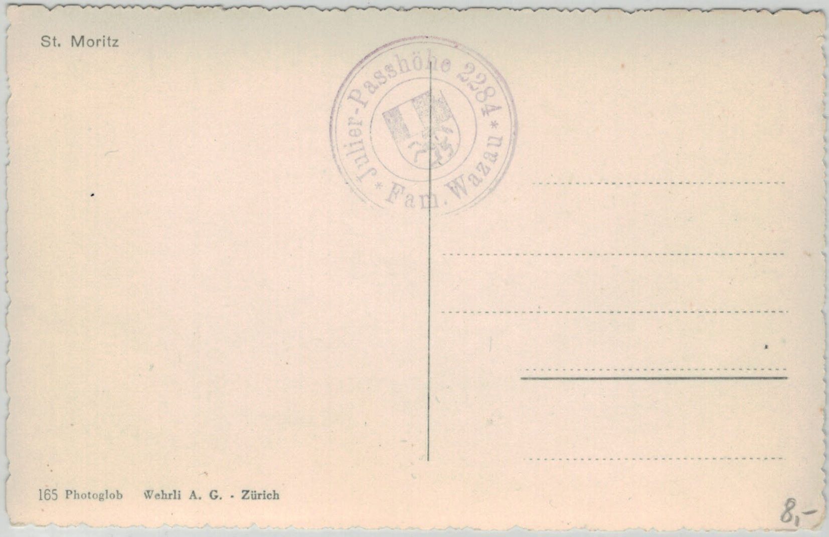 Cartoline postali: St. Moritz Stempel Julier-Passhöhe GR 59 – Usato da Fribourg venduto da philafri 1