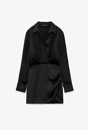 Kurzes Kleid in Satinoptik - schwarz (Zara)