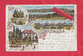 Gruss aus der KR0NE Forch (ZH) 4-Bild  Farb-Litho