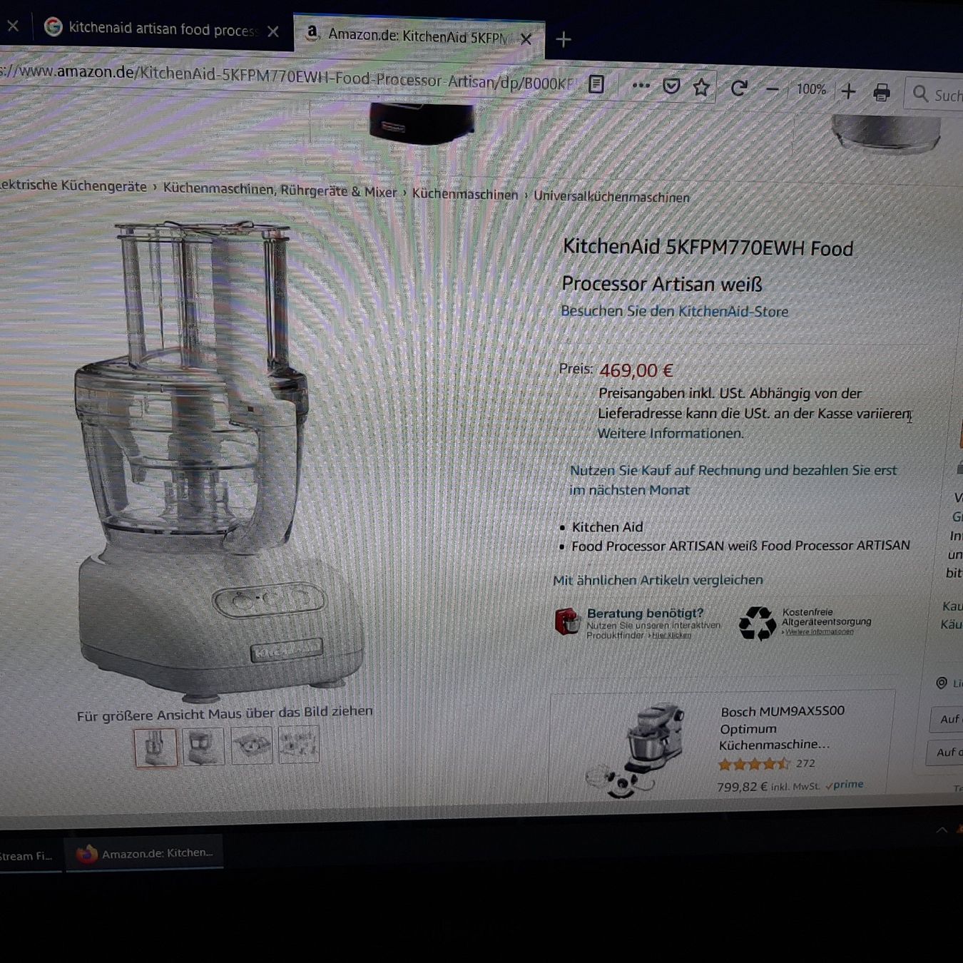 Kitchenaid Elettrodomestici da cucina: Kitchen  Aid Food processor Artisan Silber  5kfpm770WH – Usato da Stallikon venduto da Baddy 1
