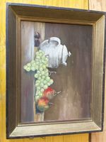 Peinture à l'huile nature morte Grizzi fruits théière poires