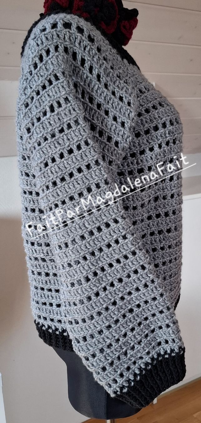 Maglioni & Felpe: Pull gris & noir, fait main au crochet, taille 38 – Nuovo (secondo la descrizione) da tartegnin venduto da Madelaine_09 3