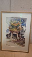 Aquarell, Tempel Motiv, gerahmt, Top Zustand! 54.4cmx35.8.cm