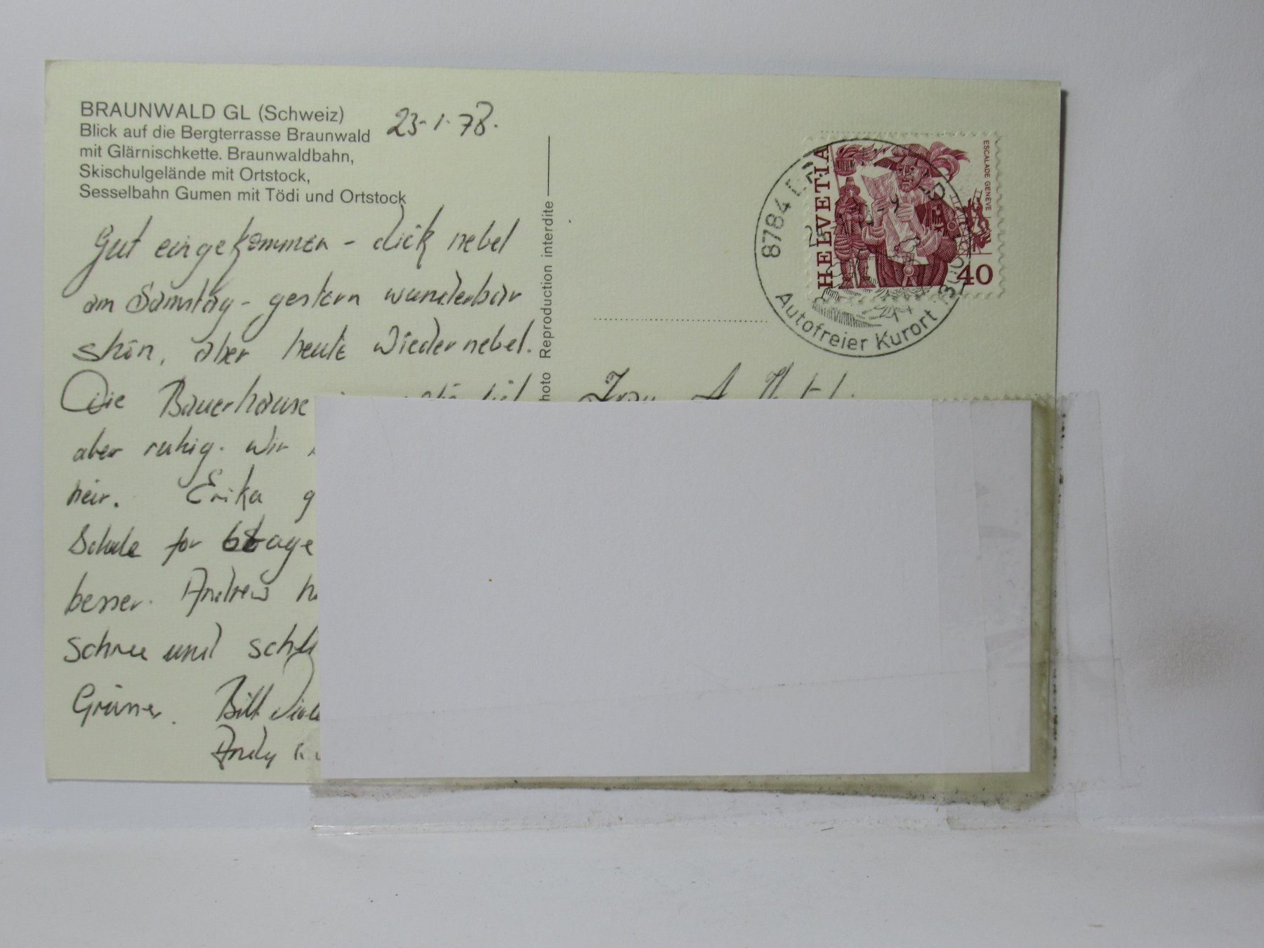 Ansichtskarten: Braunwald , Sesselbahn ,  Bergbahn  1978 – Gebraucht aus Grenchen von Bluemchen1900 1
