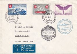 Flugbrief 22.V.39 Swissair Europaflug West