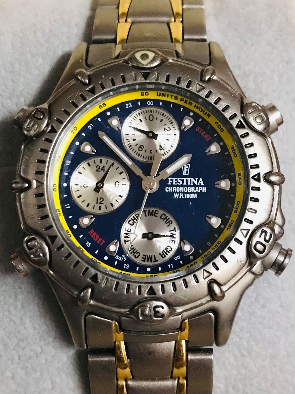 Cadran De Montre Festina Chronographe Quartz Avec Date - Pièce D'horlogerie D'occasion
