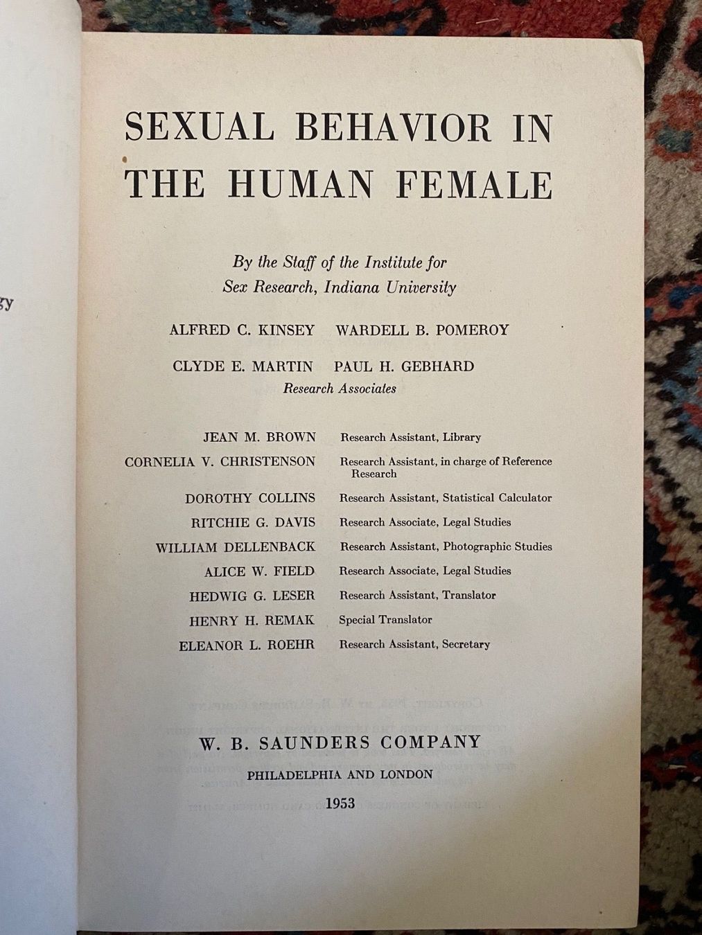 Libri: Sexual Behavior in the Human Female – Usato da Zürich venduto da 2013tg 1