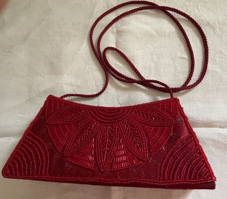 Theatertasche vintage weinrot mit Pailletten