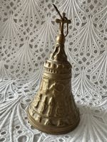 Tischglocke Messing Glocke mit christlichen Motiven 10cm Dm