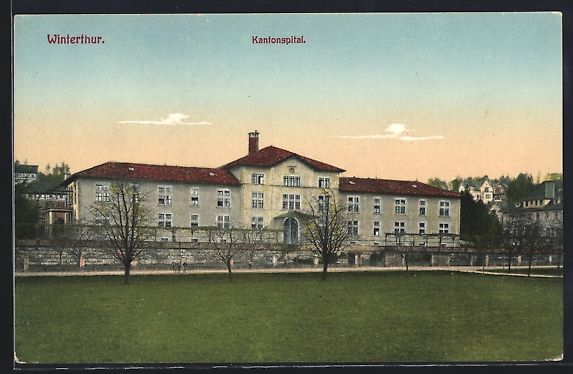 Cartoline postali: Winterthur, Kantonsspital mit Strasse vo – Usato da Berlin venduto da bartko-reher