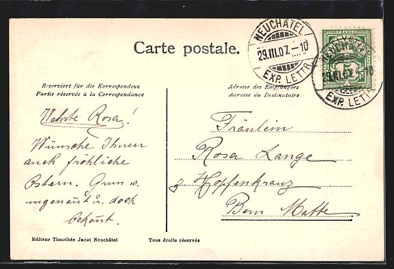 Cartoline postali: Neuchatel, Impressions de la Ville, Joye – Usato da Berlin venduto da bartko-reher 1