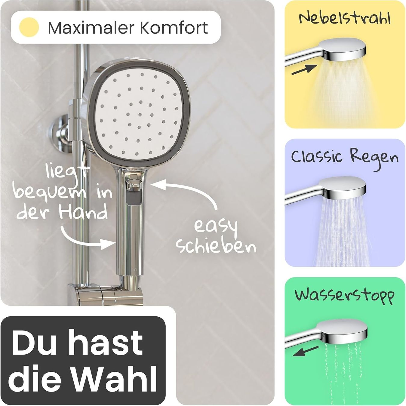 Docce: Regendusche Duschsystem Chrom Weiß Set – Usato da Suhr venduto da SchnapperCH 5
