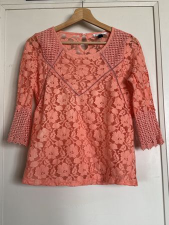 Mango Orange Lace Blouse - Excellent Condition