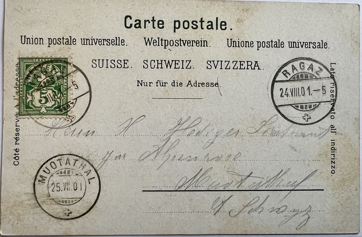 Ansichtskarten: Schöne AK von Ragaz SG 1901 – Gebraucht aus Muotathal von OttoK01 1