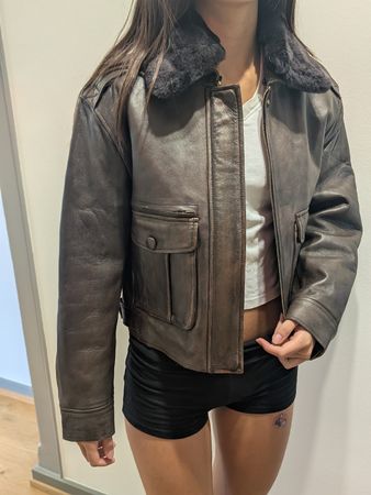 SANDRO PARIS vintage brown leather jacket