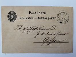 Postkarte von Wolhausen 03.02.1880 nach Schüpfheim
